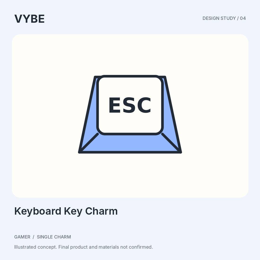Keyboard Key Charm, ESC design: decorative concept illustration, not a working keyboard key or confirmed product.