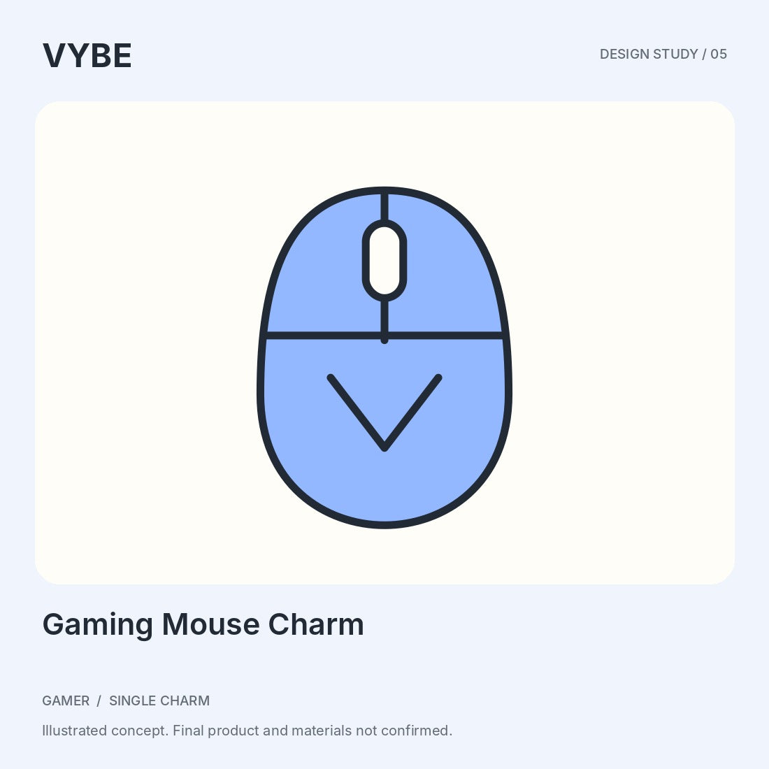 Gaming Mouse Charm: decorative design illustration, not a functional mouse or approved stock photograph.