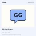 GG Chat Charm: an original speech-bubble concept illustration. Final merchandise unconfirmed.