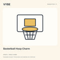 Basketball Hoop Charm: illustrated decorative concept. Materials and stock unconfirmed.