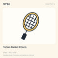 Tennis Racket Charm: decorative concept illustration, not approved product photography.