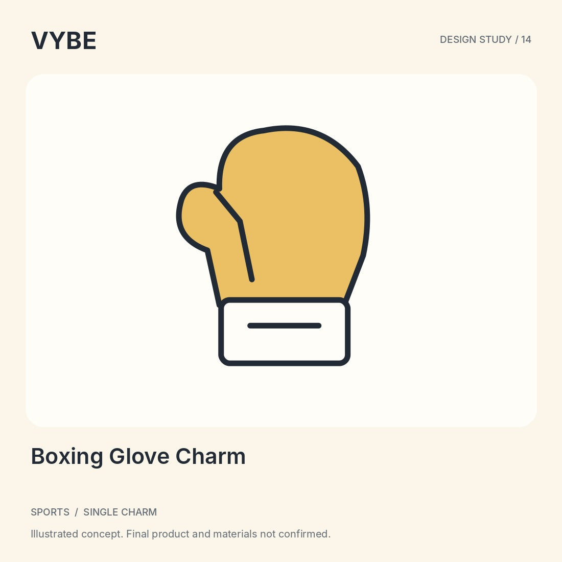 Boxing Glove Charm: one decorative glove concept, not a functional glove or stock photograph.