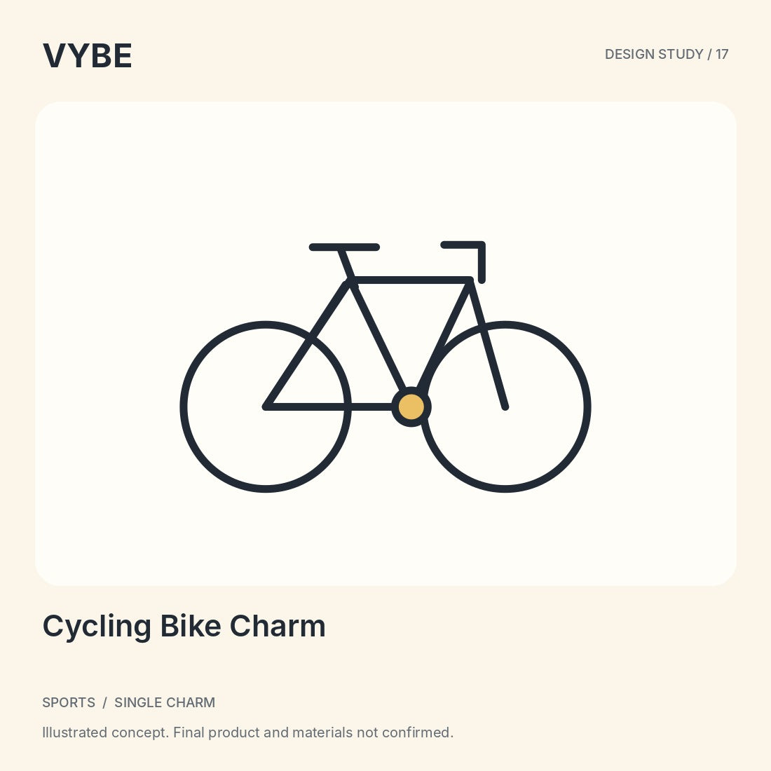 Cycling Bike Charm: original decorative design illustration; final specifications and stock unconfirmed.