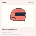 Racing Helmet Charm: an original unbranded decorative concept, not approved product photography.