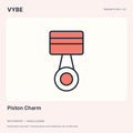 Piston Charm: a mechanical-motif accessory concept illustration. Not an engine part or confirmed product photograph.