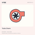 Turbo Charm: original decorative turbocharger-motif illustration, not a vehicle component or stock photograph.
