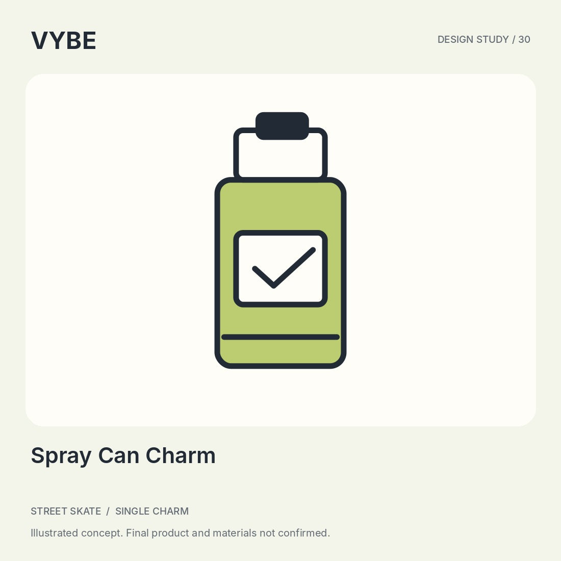Spray Can Charm: original street-art-inspired decorative illustration. Non-functional concept, not supplier photography.
