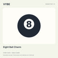 Eight Ball Charm: original decorative design illustration. Concept only, not supplier photography.