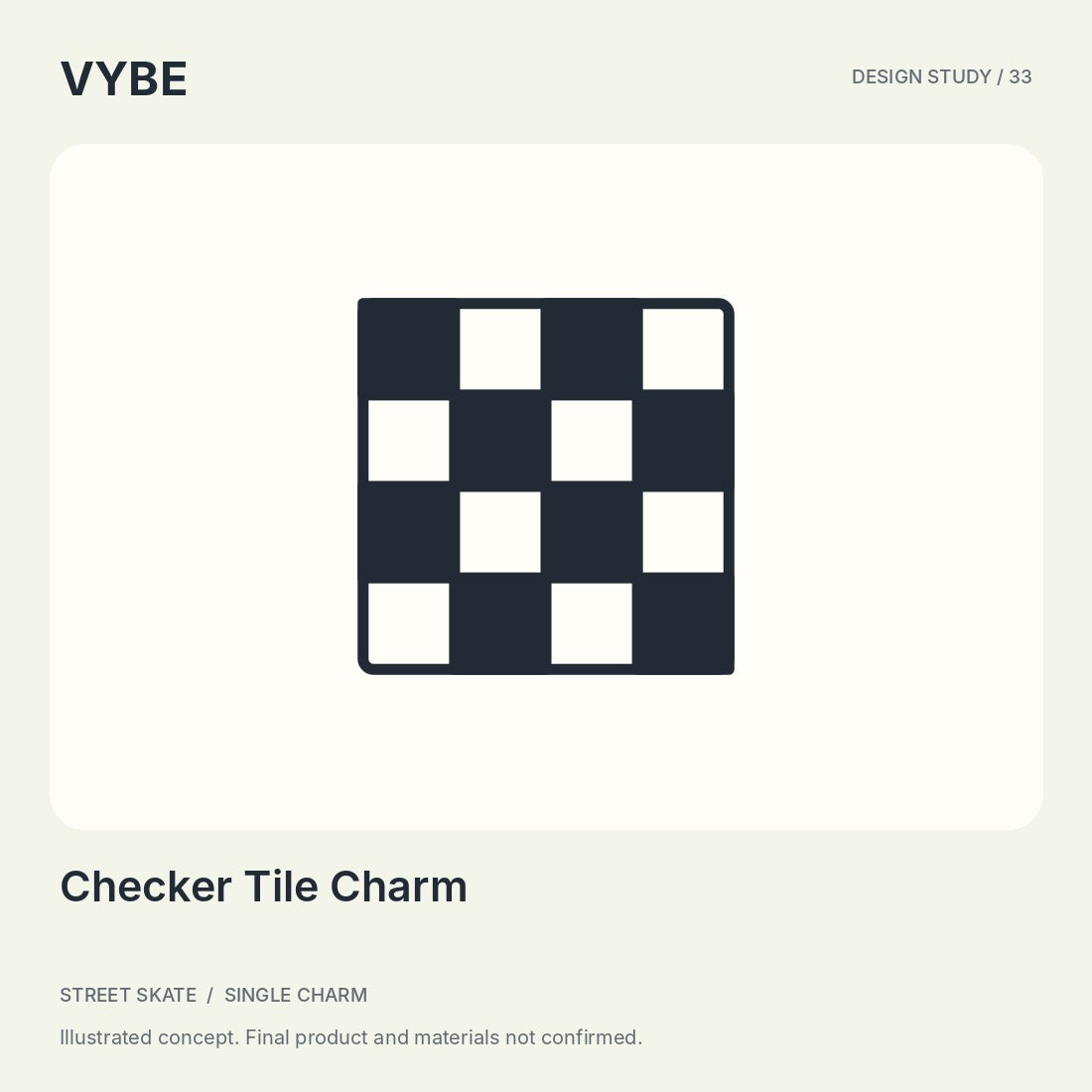 Checker Tile Charm: original two-tone decorative design illustration, not supplier photography.