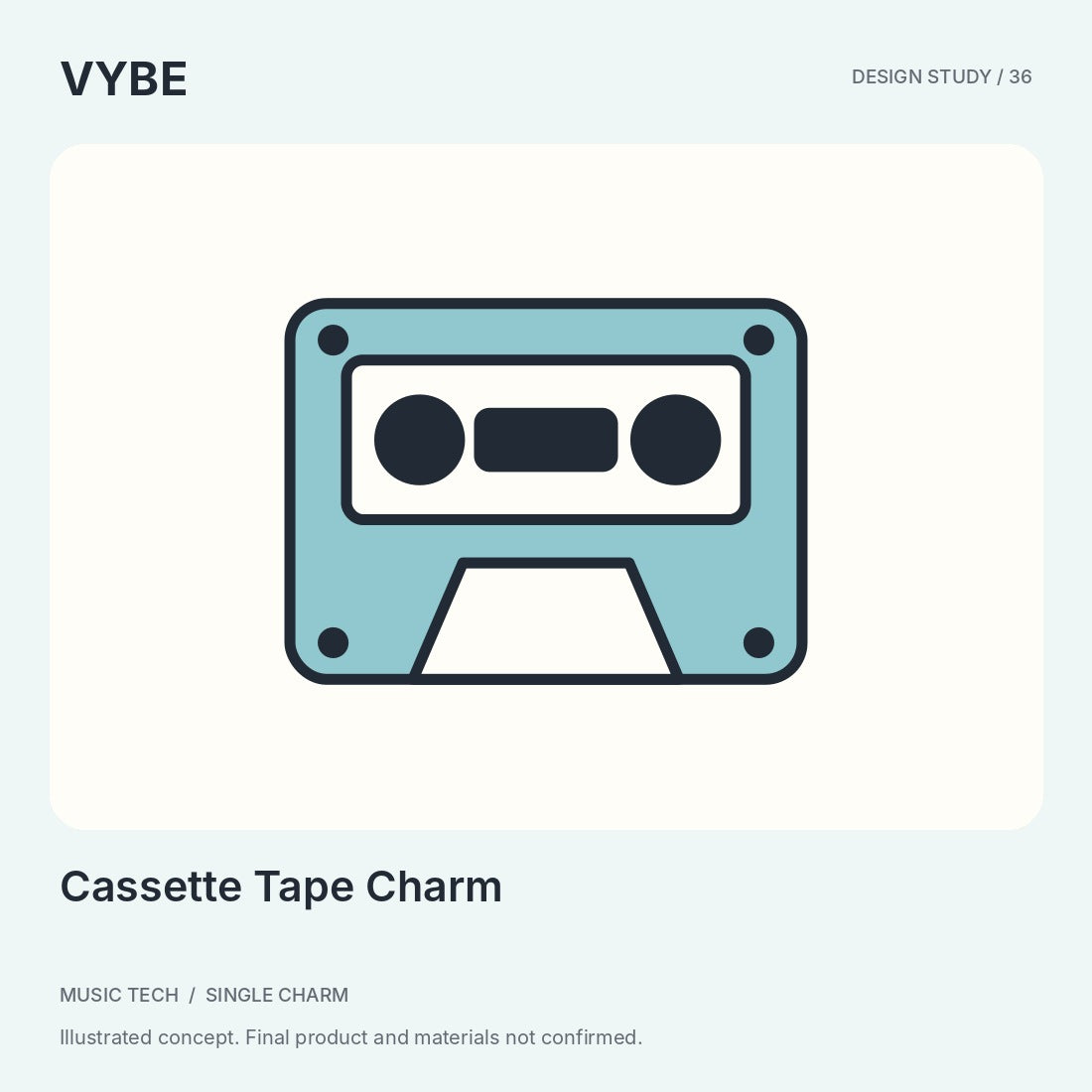 Cassette Tape Charm: original retro music design study. Decorative concept, not stock photography.