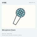 Microphone Charm: original decorative concept illustration. No electronic function; final merchandise unconfirmed.
