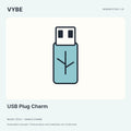 USB Plug Charm: decorative tech-motif concept illustration, with no electronic or storage function.