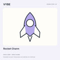 Rocket Charm: original decorative space-motif concept illustration. Final product and materials unconfirmed.