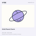 Orbit Planet Charm: original ringed-planet concept illustration, not approved product photography.