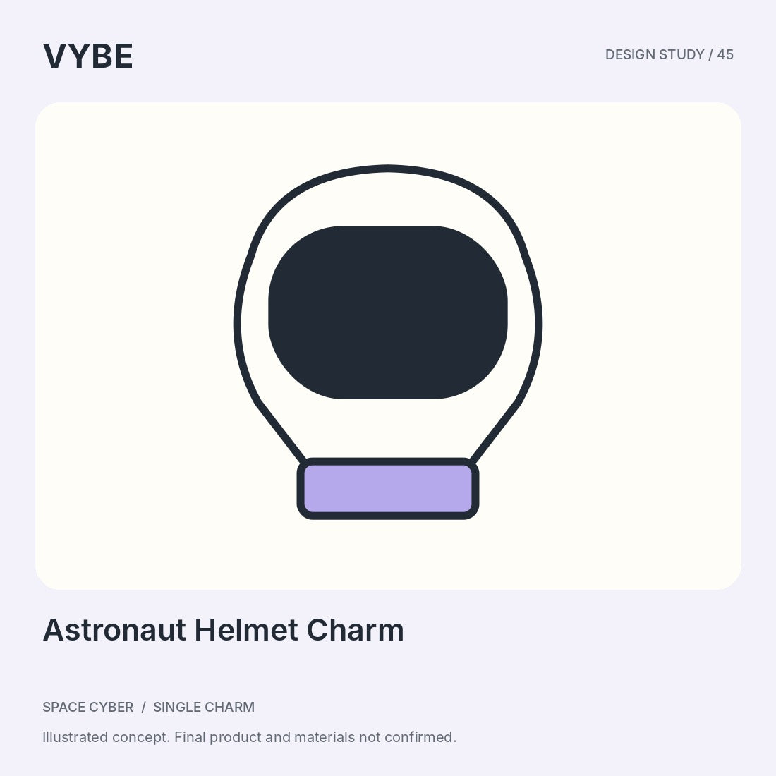 Astronaut Helmet Charm: original decorative concept illustration, not protective equipment or stock photography.