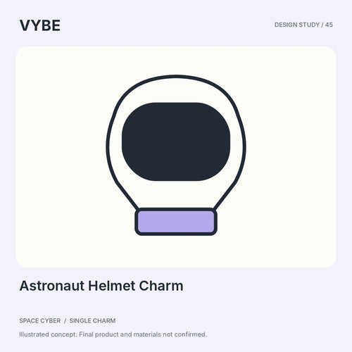 Astronaut Helmet Charm: original decorative concept illustration, not protective equipment or stock photography.