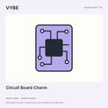 Circuit Board Charm: decorative tech-inspired concept illustration. No electronic function; final product unconfirmed.