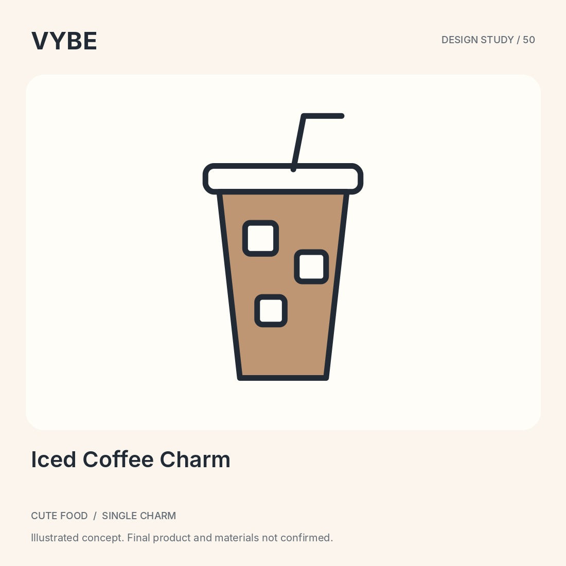Iced Coffee Charm: original decorative drink-motif concept illustration. Not food or approved merchandise photography.