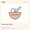 Ramen Bowl Charm: original noodle-bowl decorative concept illustration. Not edible; final product unconfirmed.