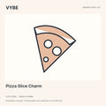 Pizza Slice Charm: original decorative concept illustration. Not edible; not supplier photography.