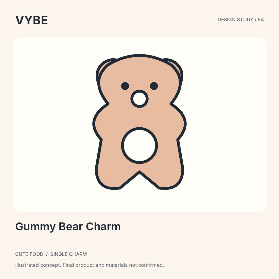 Gummy Bear Charm: original decorative bear-shaped concept illustration. Not edible and not a toy; stock unconfirmed.