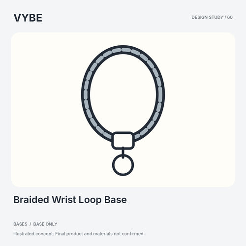 Braided Wrist Loop Base: illustrated base concept. Material, load capacity and attachment compatibility are unconfirmed.