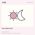 Sun and Moon Pair: two decorative charm motifs in an original concept illustration. Final products and materials unconfirmed.