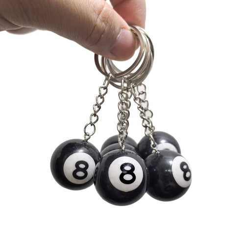 Real wholesale black resin 8 ball keychain
