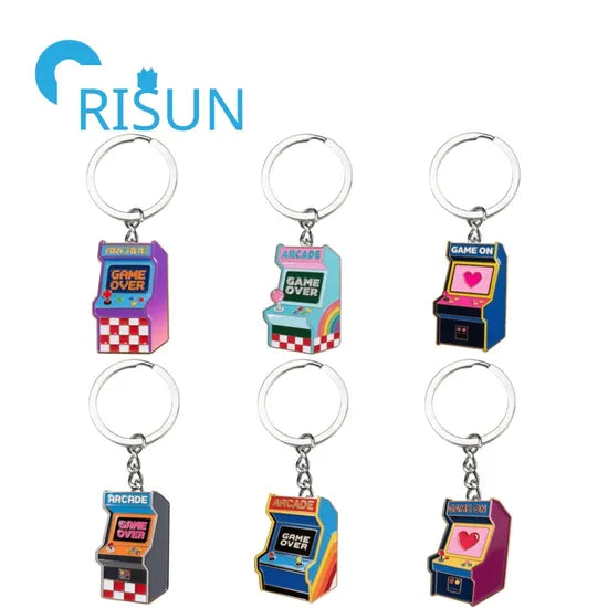 Real wholesale enamel retro arcade machine keychains