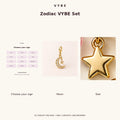 Zodiac VYBE Set guide: a chosen sign, moon and star. Concept composition, not a photographed finished set.